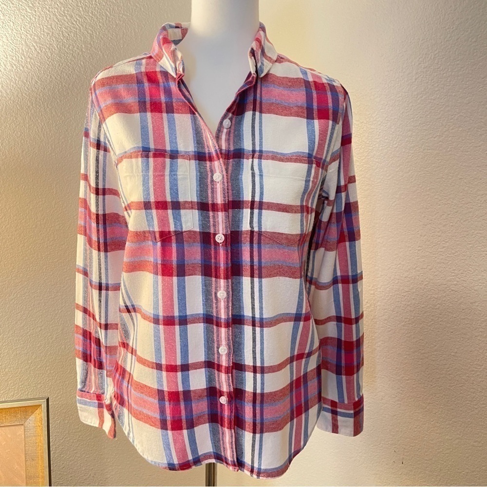 Vintage Woolrich Women’s Flannel Pink/Cream | Small